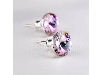 Fülbevaló, ametiszt lila SWAROVSKI® kristállyal, csúcso