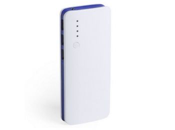 Power Bank Tripla USB Csatlakozással, 10000 mAh, Kék-Fehér