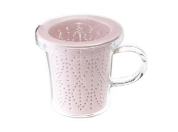 Loveramics Weave pink 300 ml-es teás bögre porcelán szűr