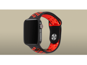 Apple Watch órához szilikon sport szíj 38/40 mm S/M méretben - Fekete-piros