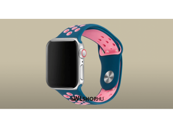 Apple Watch órához szilikon sport szíj 38/40 mm S/M méretben - Kék-Pink