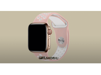 Apple Watch órához szilikon sport szíj 38/40 mm S/M méretben - Rózsaszín-fehér