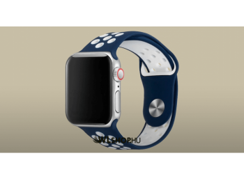 Apple Watch órához szilikon sport szíj 38/40 mm S/M méretben - Sötétkék-fehér