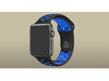 Apple Watch órához szilikon sport szíj 42/44 mm S/M méretben - Fekete-kék