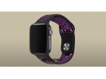 Apple Watch órához szilikon sport szíj 42/44 mm S/M méretben - Fekete-lila