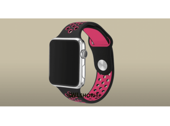 Apple Watch órához szilikon sport szíj 42/44 mm S/M méretben - Fekete-pink