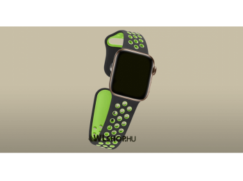 Apple Watch órához szilikon sport szíj 42/44 mm S/M méretben - Fekete-zöld