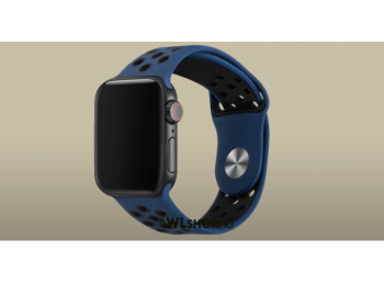 Apple Watch órához szilikon sport szíj 42/44 mm S/M méretben - Sötétkék-fekete