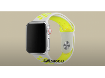Apple Watch órához szilikon sport szíj 42/44 mm S/M méretben - Szürke-sárga