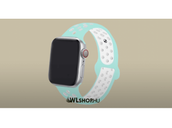 Apple Watch órához szilikon sport szíj 42/44 mm S/M méretben - Zöld-fehér