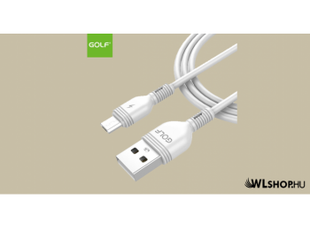 Golf Micro USB adat/töltőkábel 2A 1méteres - Fehér