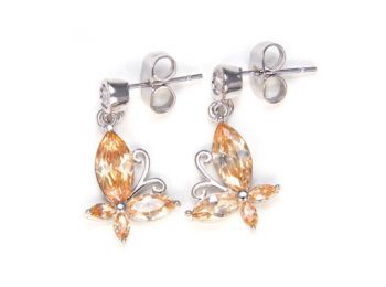 Lorella Swarovski kristályos pillangó formájú fülbevaló - Pezsgő szinű