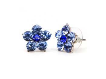 Flamo Swarovski kristályos virág  fülbevaló - Kék