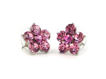Flamo Swarovski kristályos virágos fülbevaló - Pink