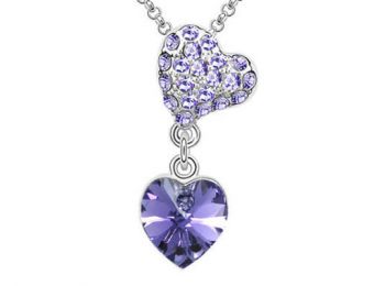 Swarovski kristályos nyaklánc sziven szív lila kővel