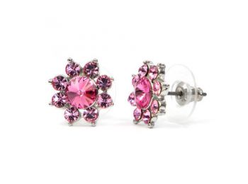 Minco Swarovski kristályos fülbevaló -Pink Rózsa