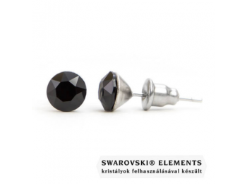 Jazzy fekete Swarovski® kristályos fülbevaló - Kerek Jet