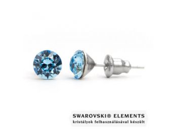 Jazzy világos kék SWAROVSKI® kristályos fülbevaló - Kerek Aquamarine
