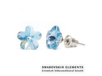 Jazzy világos kék Swarovski® kristályos fülbevaló - Virág Aquamarine