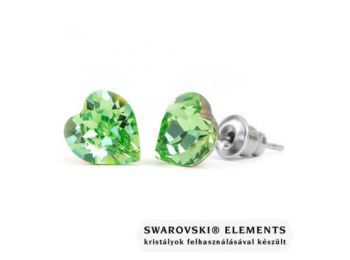 Jazzy zöld SWAROVSKI® kristályos fülbevaló - Szív Peridot