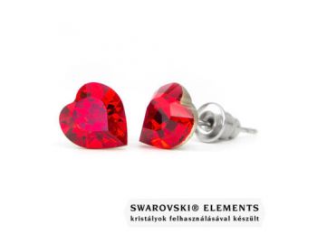 Jazzy piros Swarovski® kristályos fülbevaló - Szív Ligh