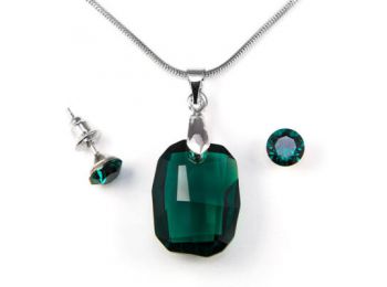 Aura zöld Swarovski® kristályos ékszerszett - Graphic 19 mm, Emerald + díszdoboz