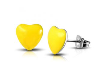 Sárga színű, szív alakú nemesacél fülbevaló ékszer