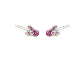 Swarovski kristályos pillangós fülbevaló - pink