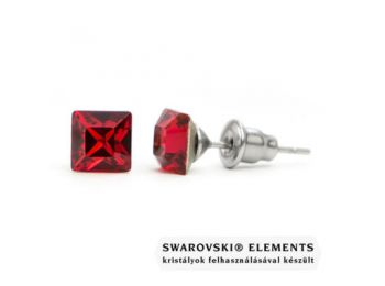 Jazzy piros Swarovski® kristályos fülbevaló - Négyzet S