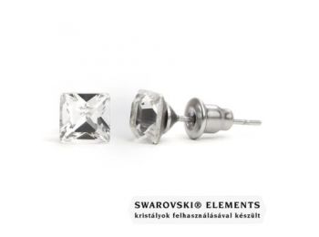 Jazzy átlátszó Swarovski® kristályos fülbevaló - Négyzet Crystal