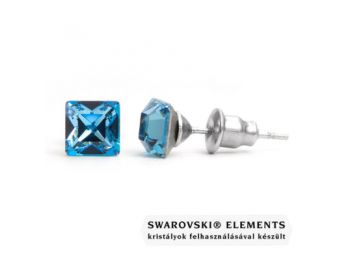 Jazzy világos kék Swarovski® kristályos fülbevaló - Négyzet Aquamarine