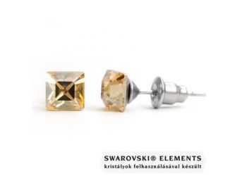Jazzy arany színű Swarovski® kristályos fülbevaló - Négyzet Golden Shadow