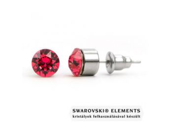 Jazzy piros Swarovski® kristályos fülbevaló - Kerek foglalatos Ruby