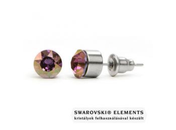 Jazzy lila Swarovski® kristályos fülbevaló - Kerek foglalatos Lilac Shadow