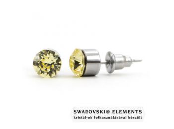 Jazzy sárga Swarovski® kristályos fülbevaló - Kerek foglalatos Jonquil