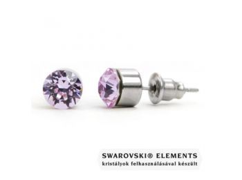 Jazzy lila Swarovski® kristályos fülbevaló - Kerek foglalatos Violet