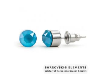 Jazzy kék Swarovski® kristályos fülbevaló - Kerek foglalatos Azure Blue unfollied