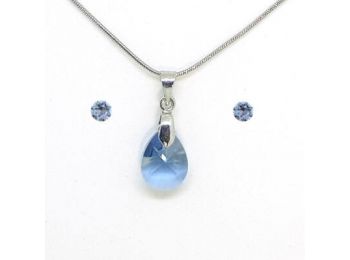 Swarovski kristályos ékszerszett - Pear 12 mm, Denim Blue 