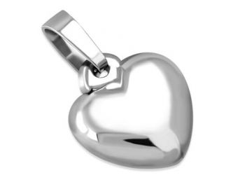 Ezüst színű, szív alakú gravírozható  nemesacél medál