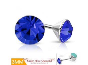 ULTRA Mini - király kék  színű kristályos pont nemesacél fülbevaló ékszer
