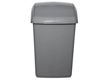 Billenős szemetes, műanyag, 50 liter, WHITEFURZE, ezüst (