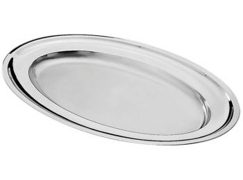 Tálca, ovális, rozsdamentes acél, 31x21 cm (KHKE251)
