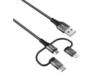 USB kábel, 3-az-1-ben, microUSB/USB-C/lightninig, 1 m, TRUST (TRKA23572)