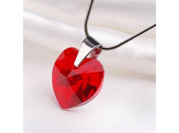 Nyaklánc, szív formájú, light siam piros SWAROVSKI® kri