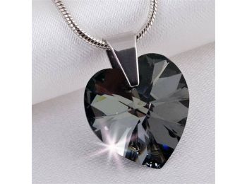 Nyaklánc, szív formájú, Black Diamond SWAROVSKI® krist