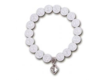 Karkötő, gyöngyből, hegyikristály, Szív charm, 10mm, A