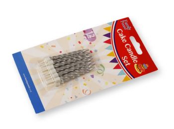 12 db ezüst színű tortagyertya tartóval