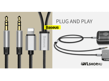 Lightning és 2x3,5mm Aux audio kábel L33 Baseus - Fekete