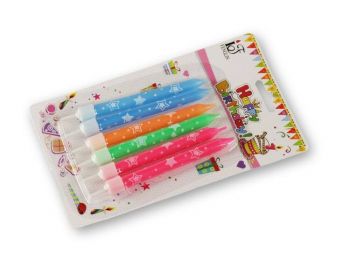 6 db színes csillagos tortagyertya tartóval