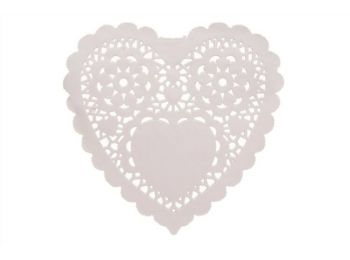 15 db 25*23 cm-es szív alakú fehér tortacsipke